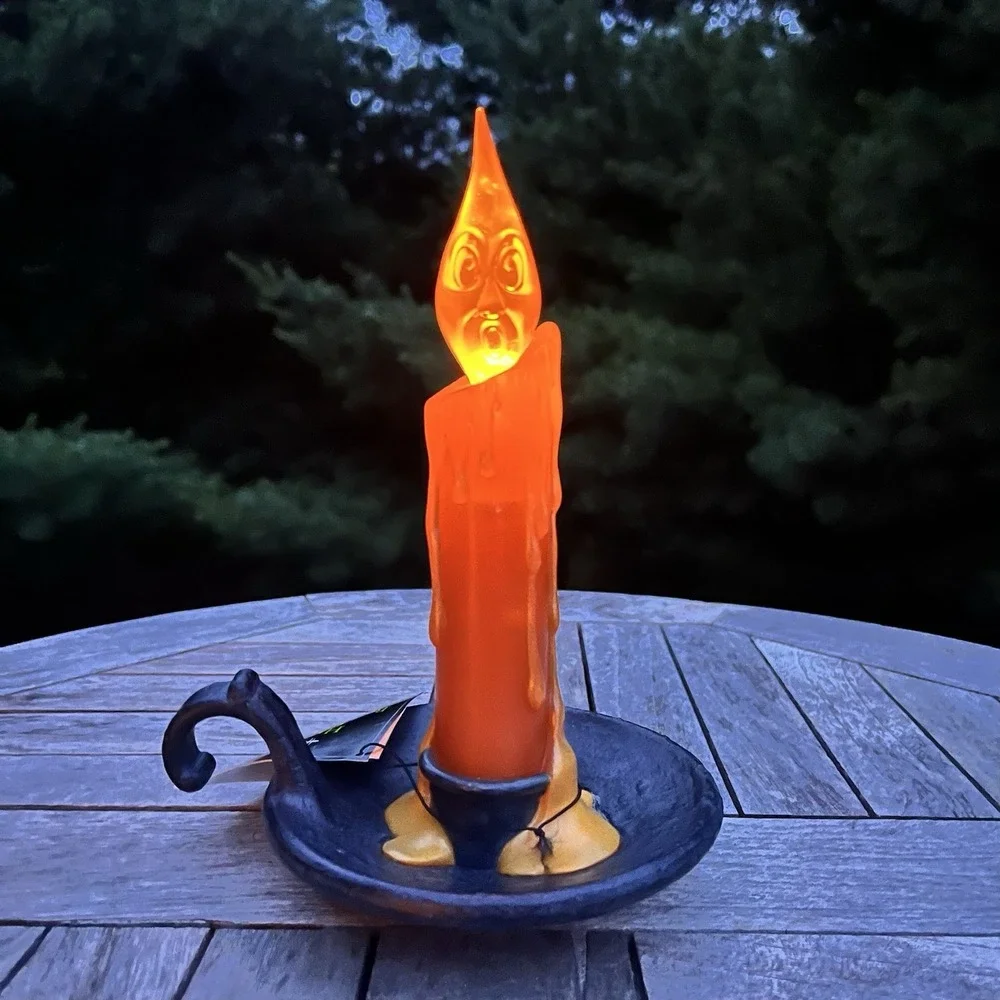 Hallmark Halloween Haunted Candle Spooky Ghost Face Flickering Light Battery